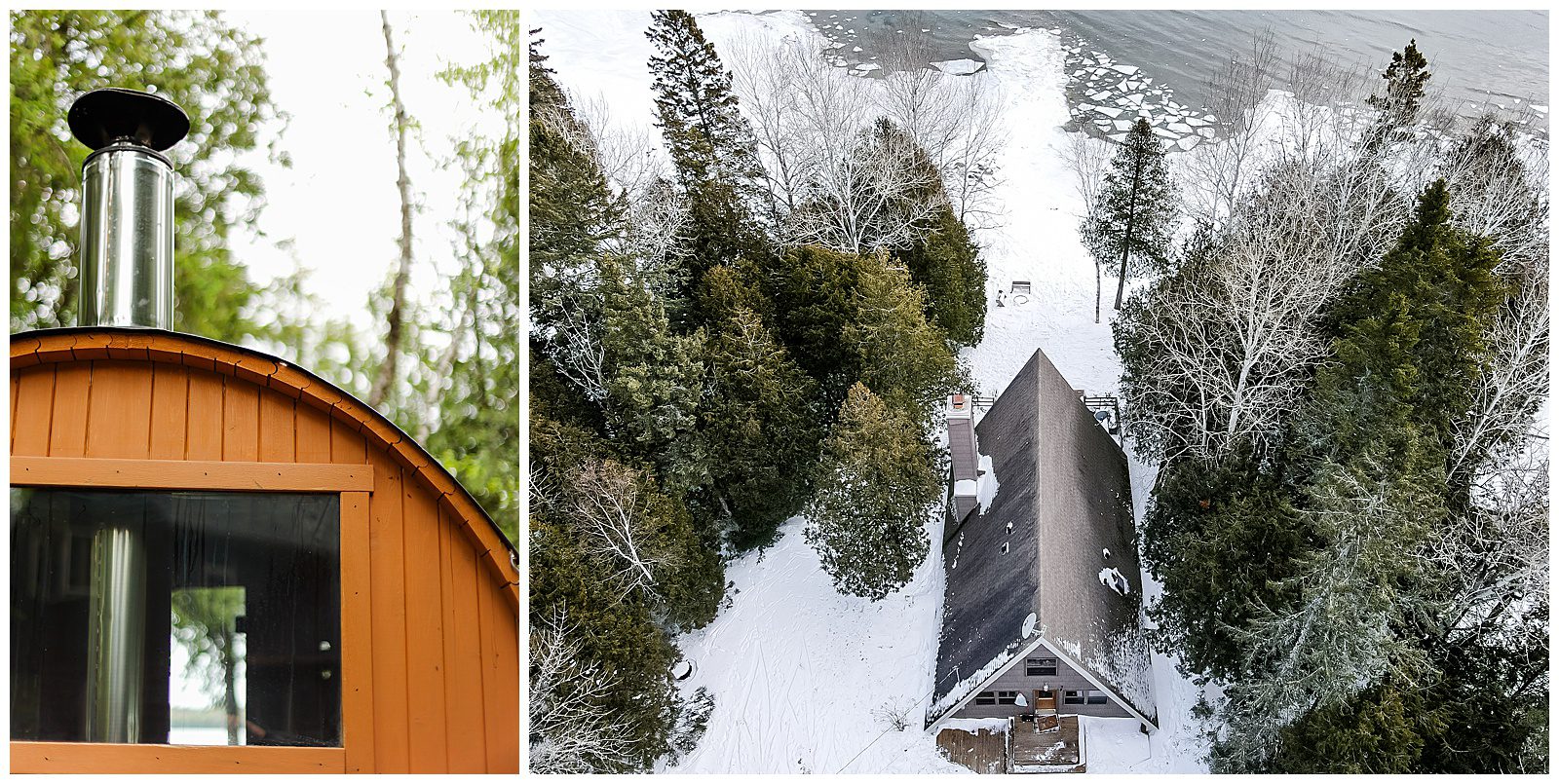 mobile sauna rental delivery to a-frame cabin in Door County